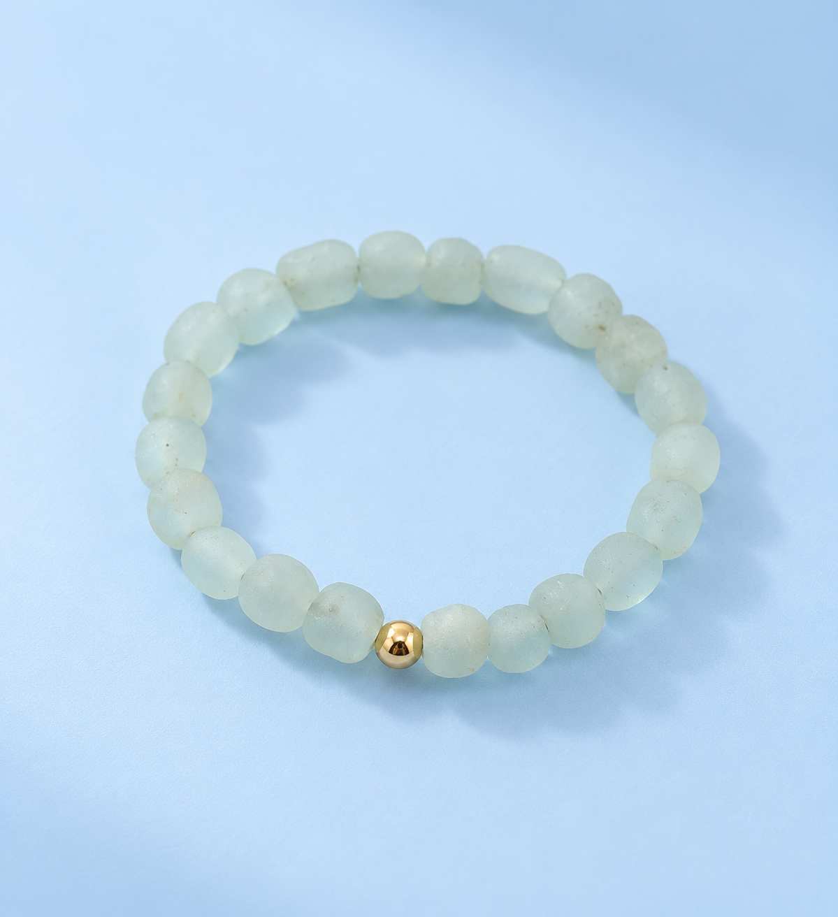 Sora Blue Sea Glass Stretch Bracelet