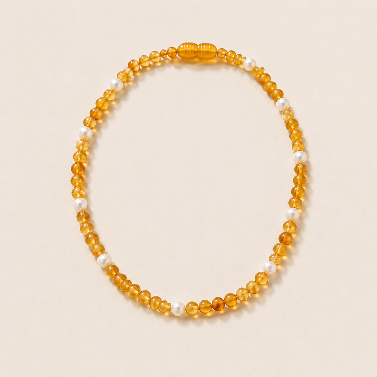 Phoebe Amber + Pearl Necklace