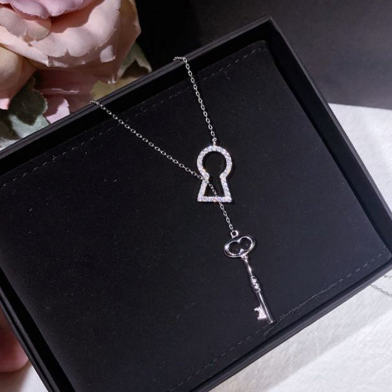 S925 Sterling Silver Key Lock Necklace