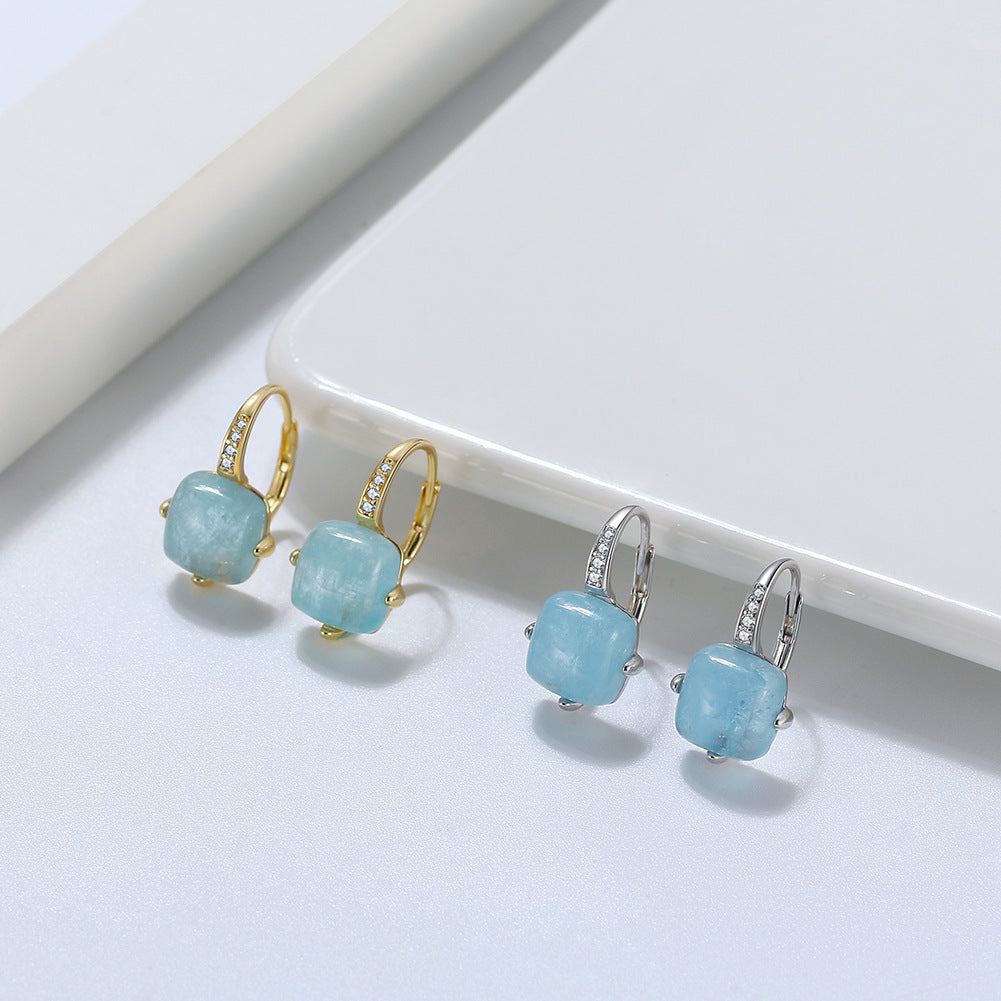 S925 Sterling Silver Aquamarine Earrings