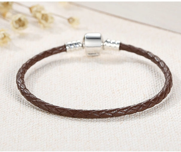 S925 silver leather rope bracelet