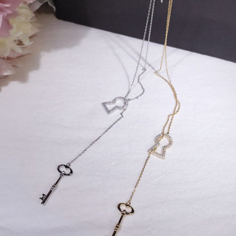 S925 Sterling Silver Key Lock Necklace