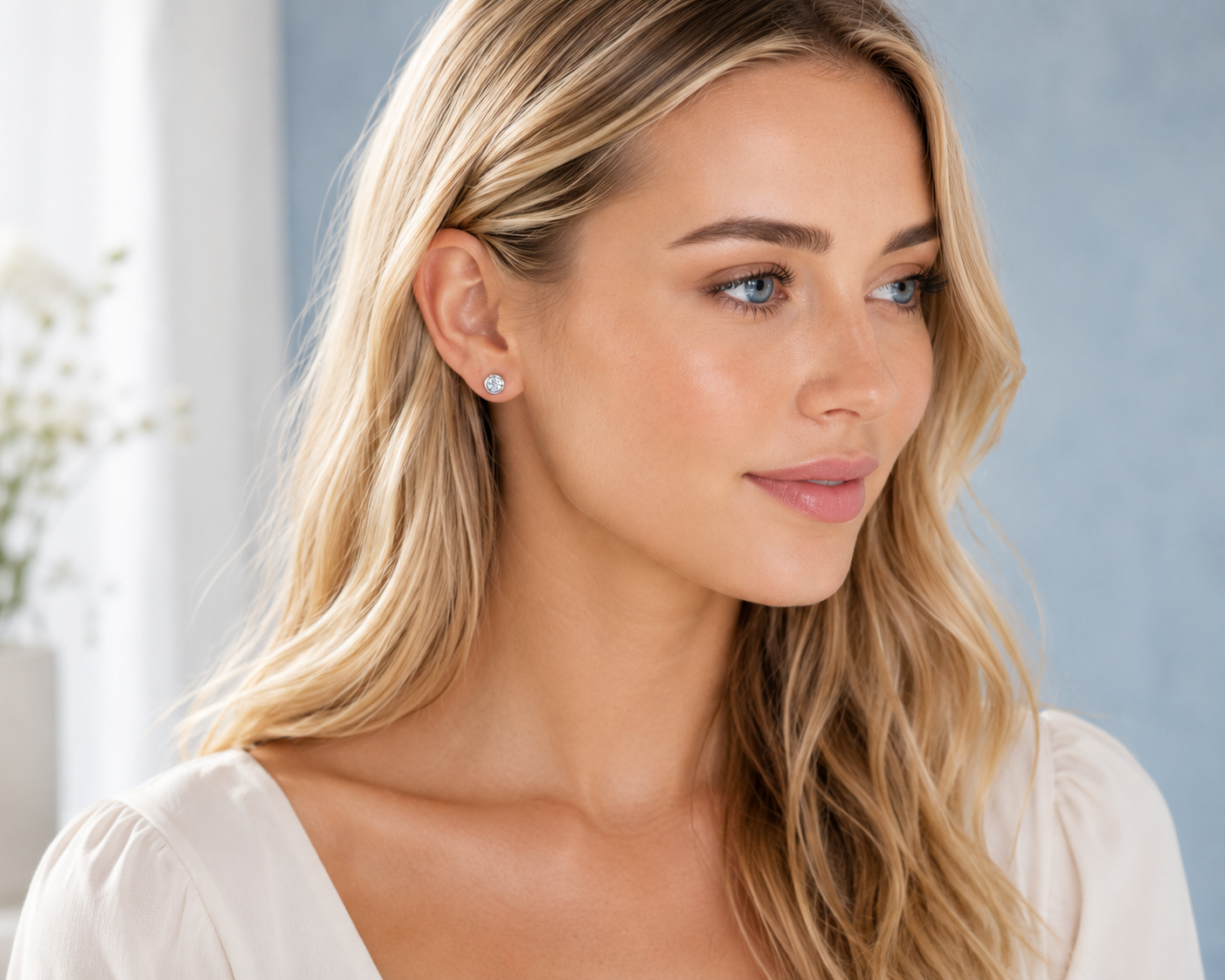 The Harper Sterling Silver Diamond Stud Earrings