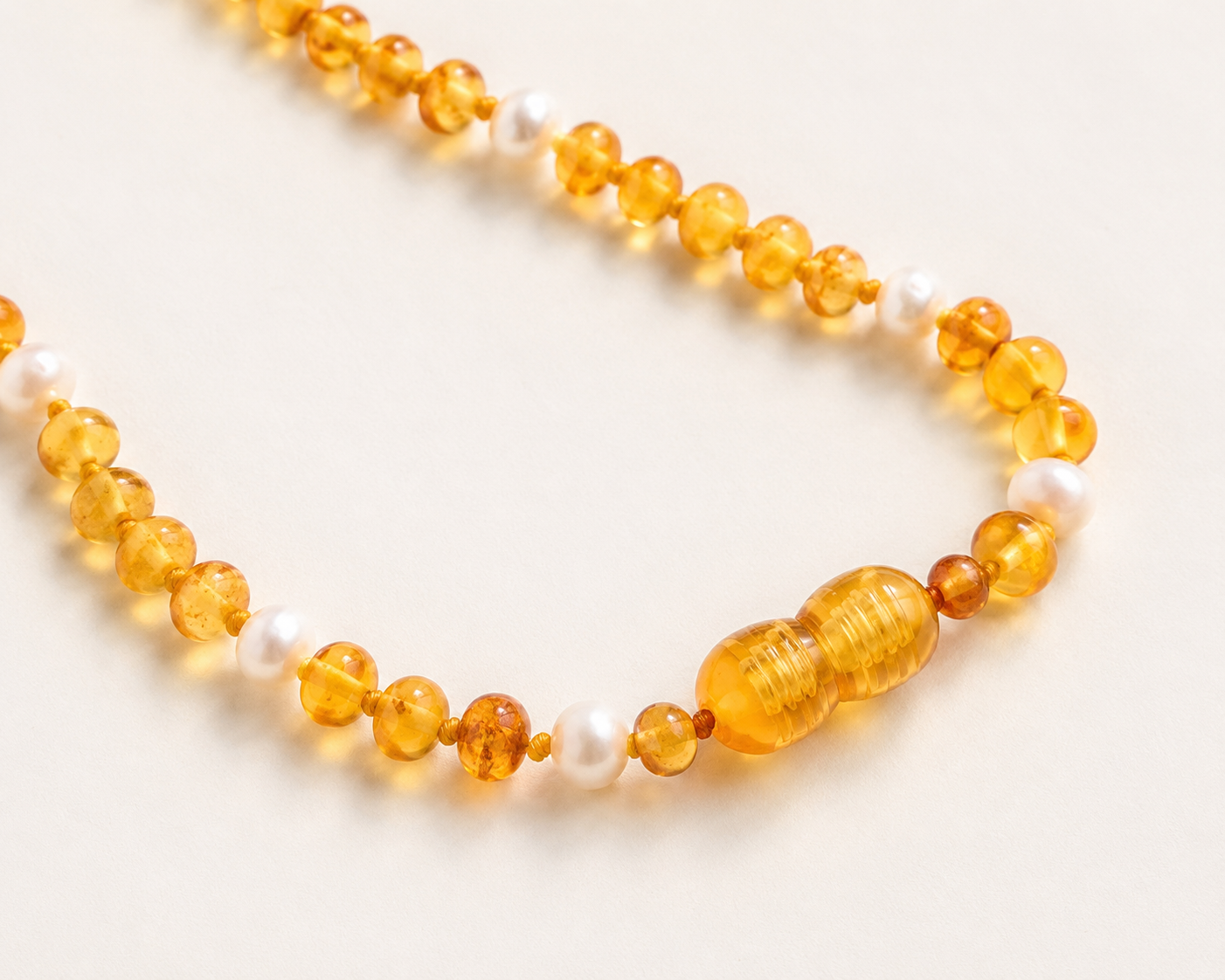Phoebe Amber + Pearl Necklace