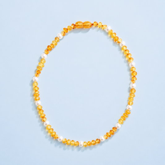 Phoebe Amber + Pearl Necklace