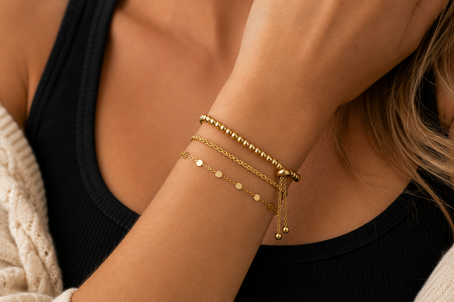 ELLIE GOLD BALL BEADED BRACELET