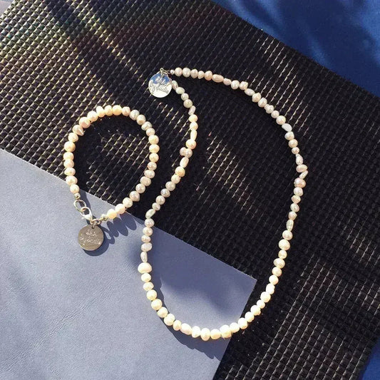 The Nacre Pearl Necklace + Bracelet Set