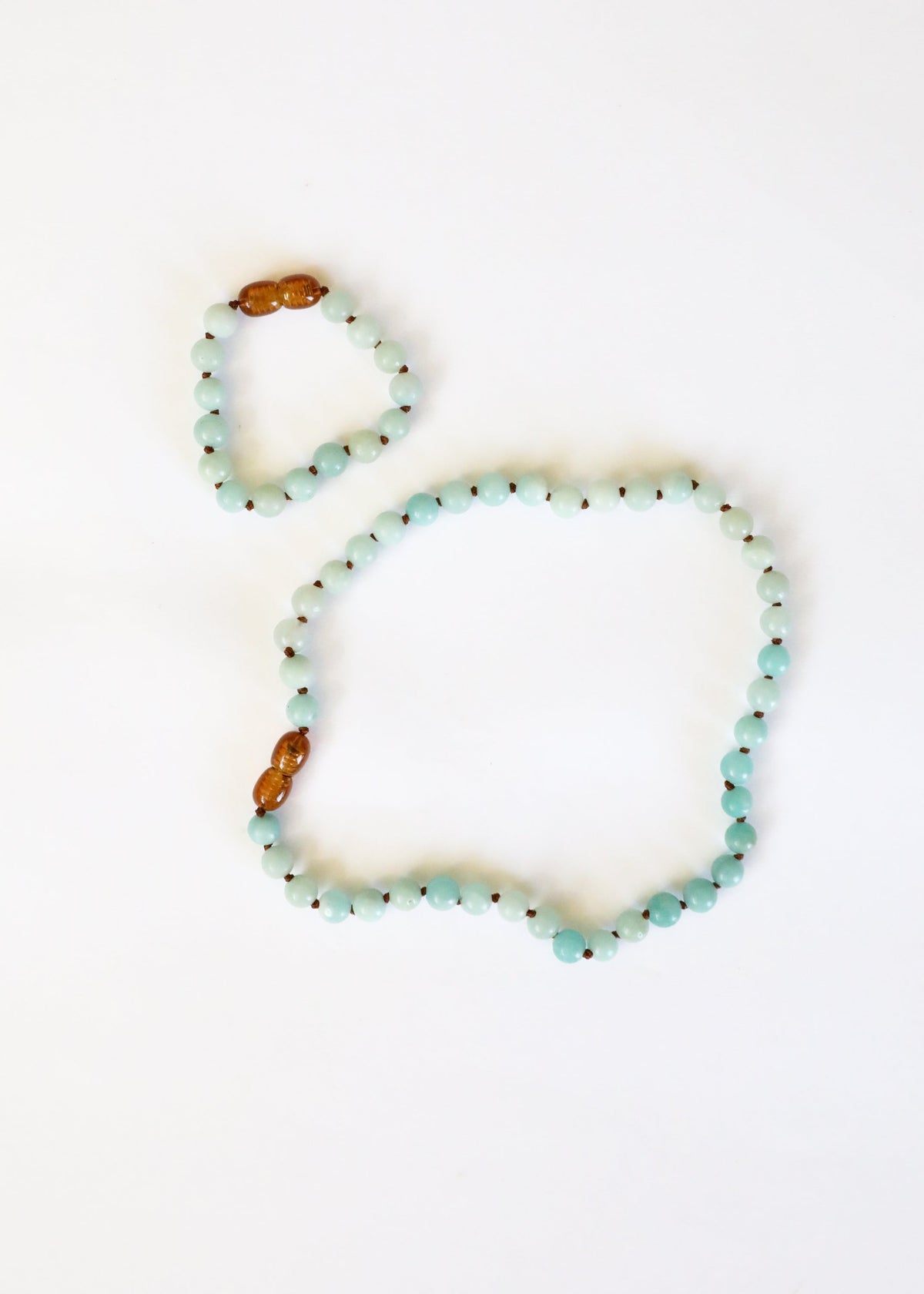 Acacia amazonite necklace and bracelet pairing with soft blue-green stone colors from The Riann Ashlyn Collection.