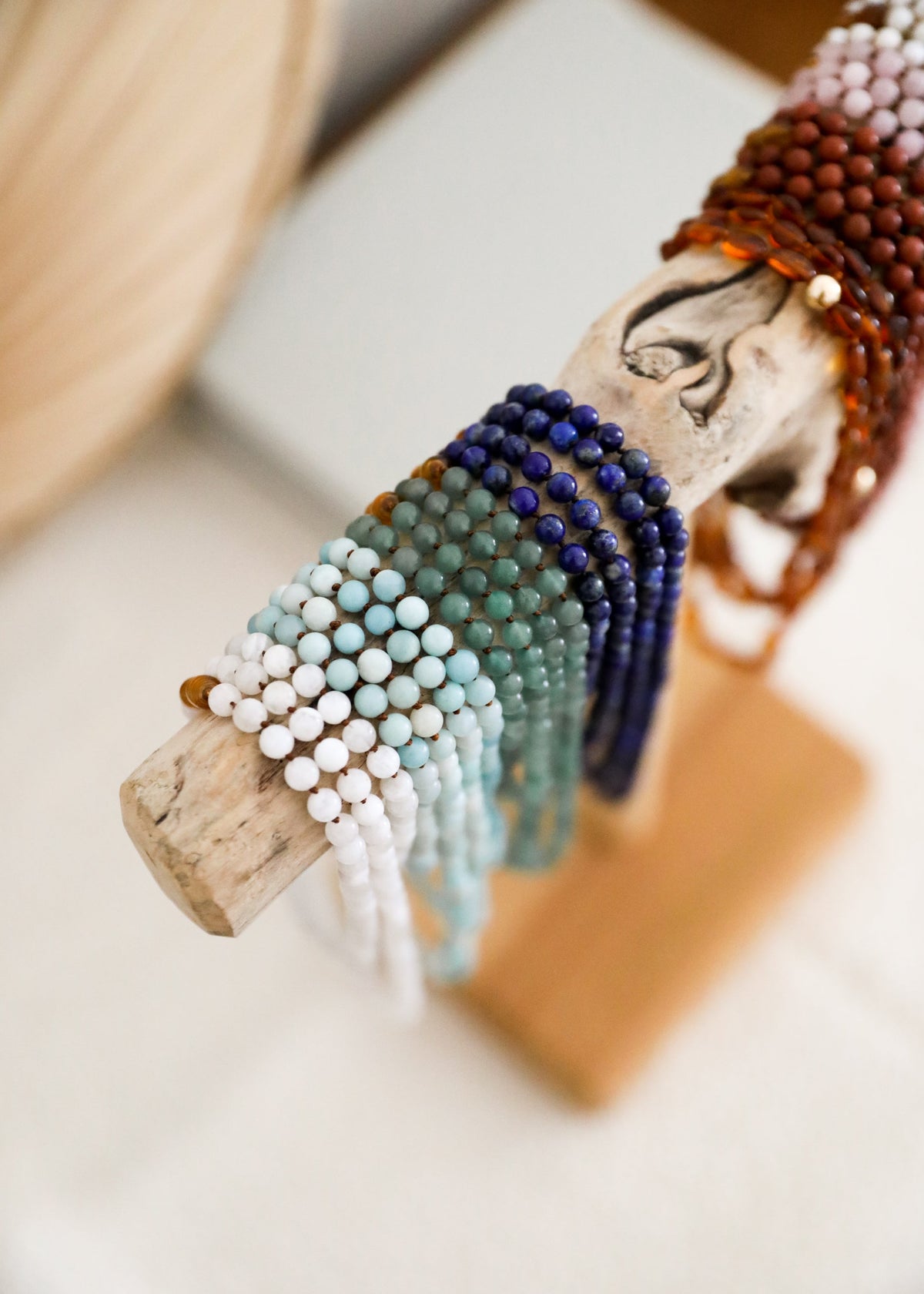 Acacia gemstone jewelry gift set featuring amazonite beads, a necklace and matching bracelet from The Riann Ashlyn Collection.