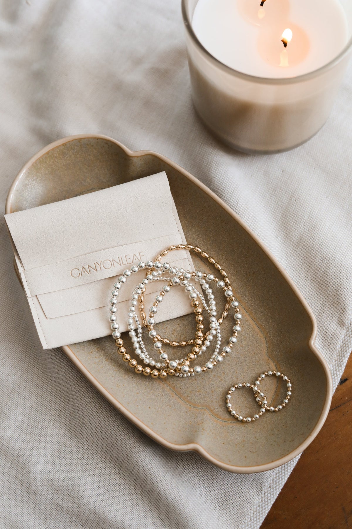 Detail of Brighton's sterling silver and 14K gold-filled bead combination, from The Riann Ashlyn Collection.
