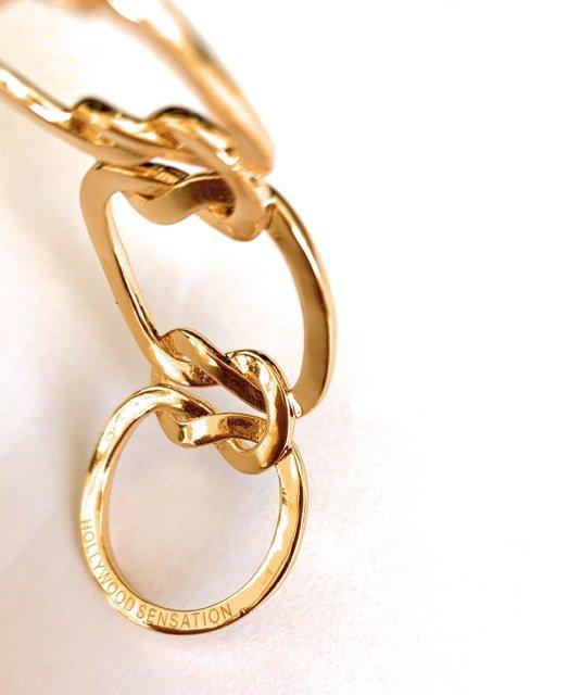Close-up detail of Carys gold link cuff bracelet
