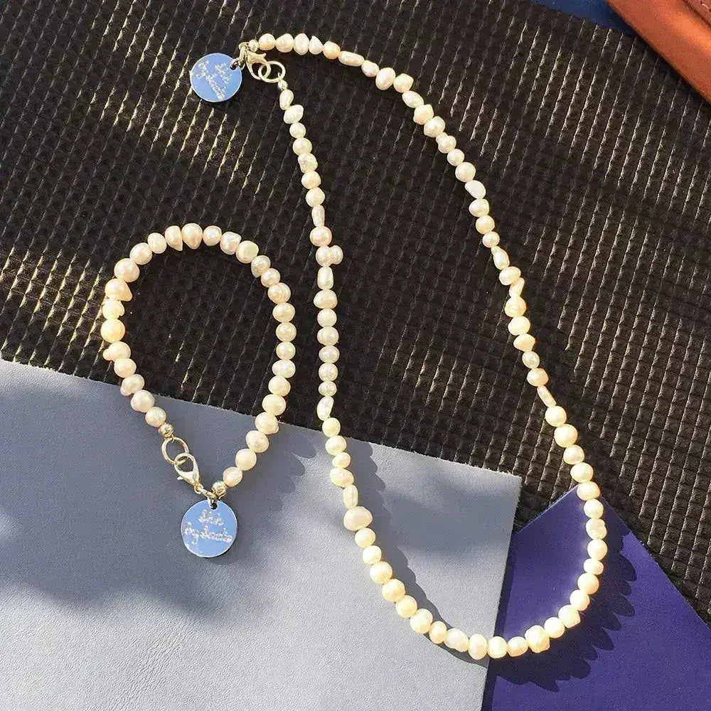 The Nacre Pearl Necklace + Bracelet Set