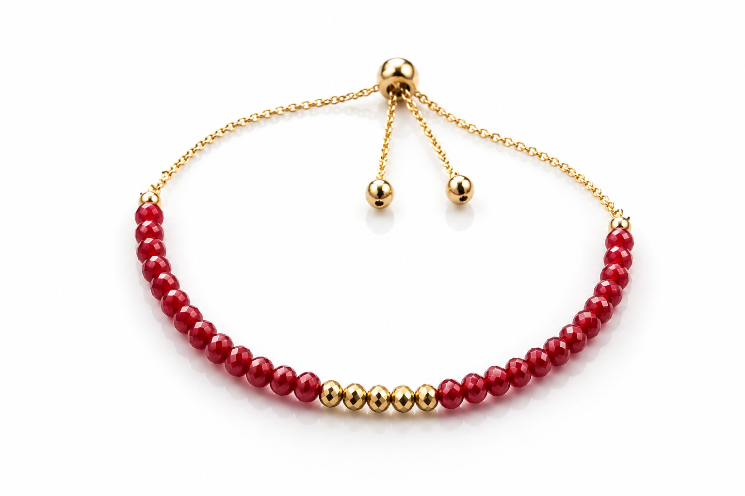 Drew red gemstone stacking bracelet with gold-tone accents and adjustable slider closure