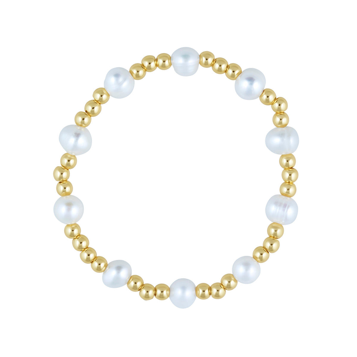 Emi pearl-look beaded stretch bracelet with polished metal accents, product photograph 3 – The Riann Ashlyn Collection
