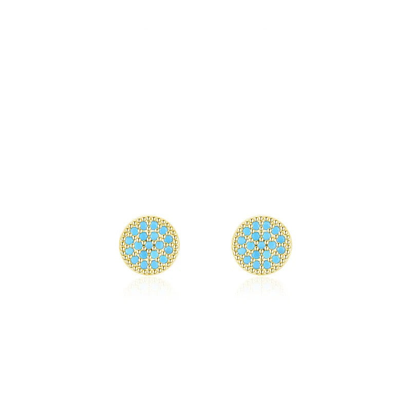     :Pair of Gemma natural turquoise stud earrings in gold