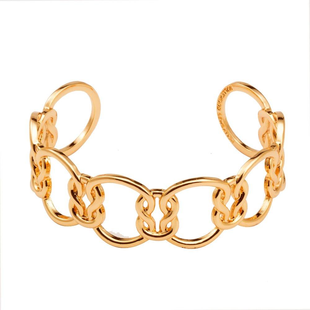 Carys gold link cuff bracelet front view