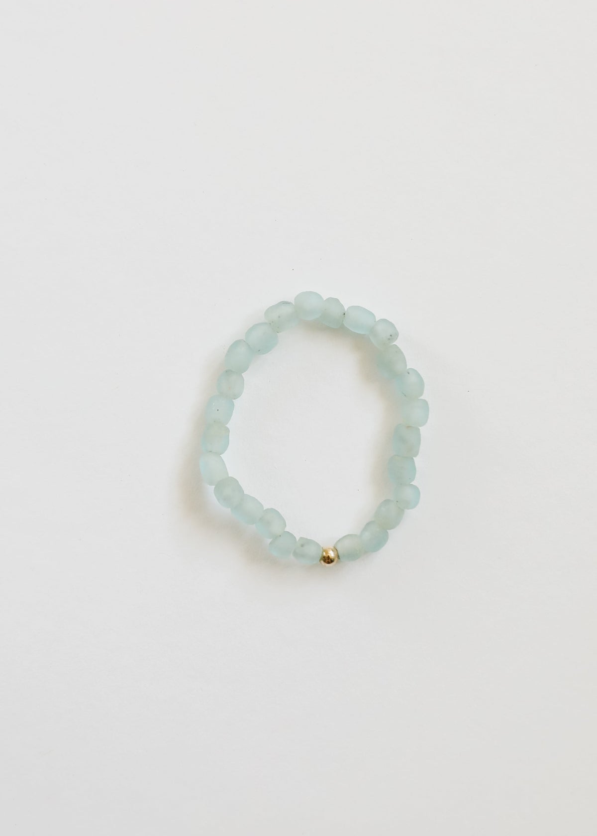 Sora natural blue sea glass stretch bracelet with choice of gold-filled or silver accents — The Riann Ashlyn Collection