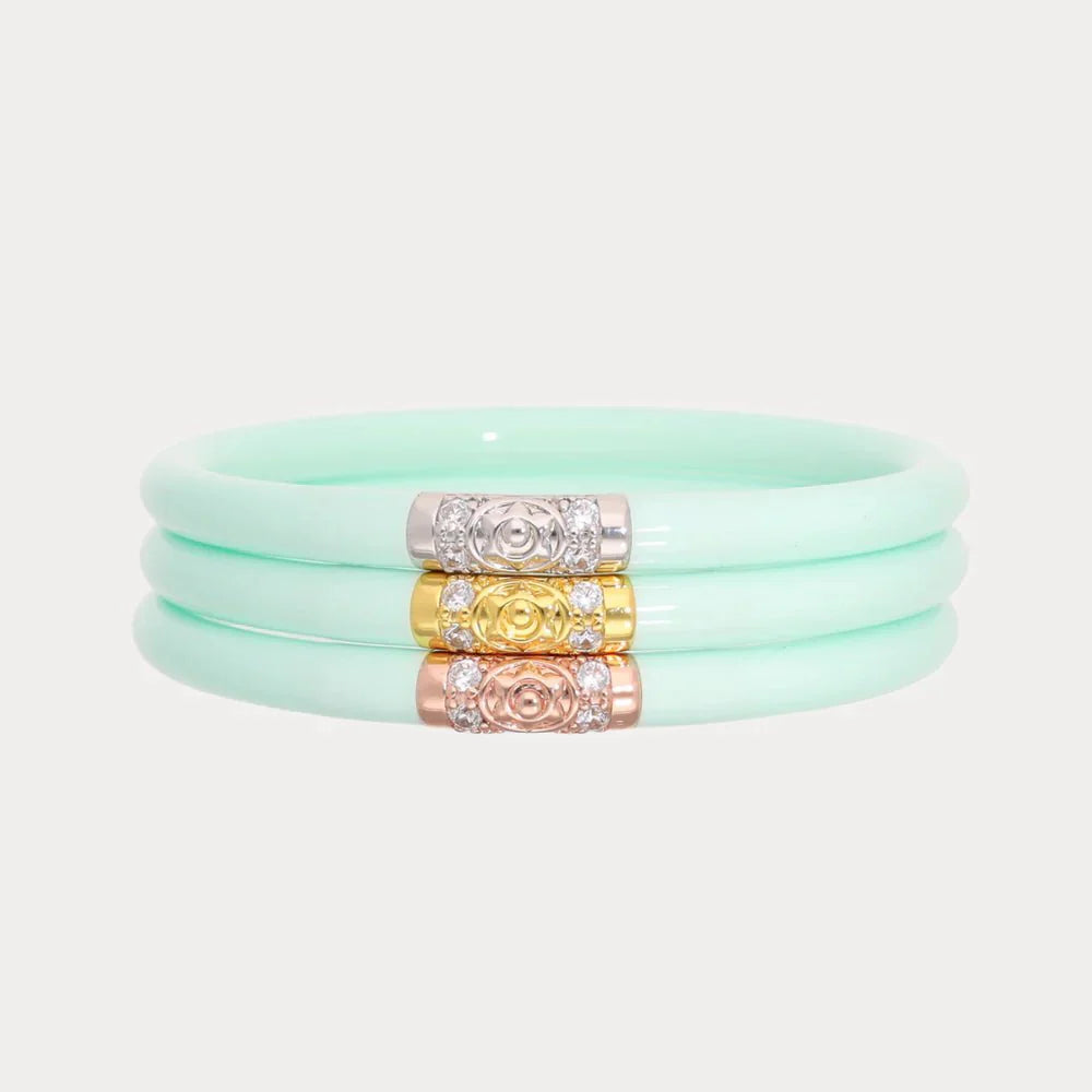 Kaleo Mint Three Kings All Weather Bangles, translucent mint bangle set — The Riann Ashlyn Collection