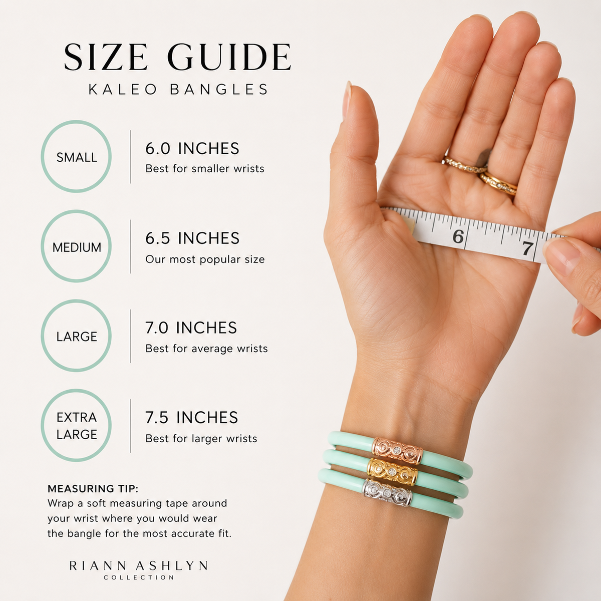 Kaleo Mint Three Kings waterproof bangle set of three — The Riann Ashlyn Collection