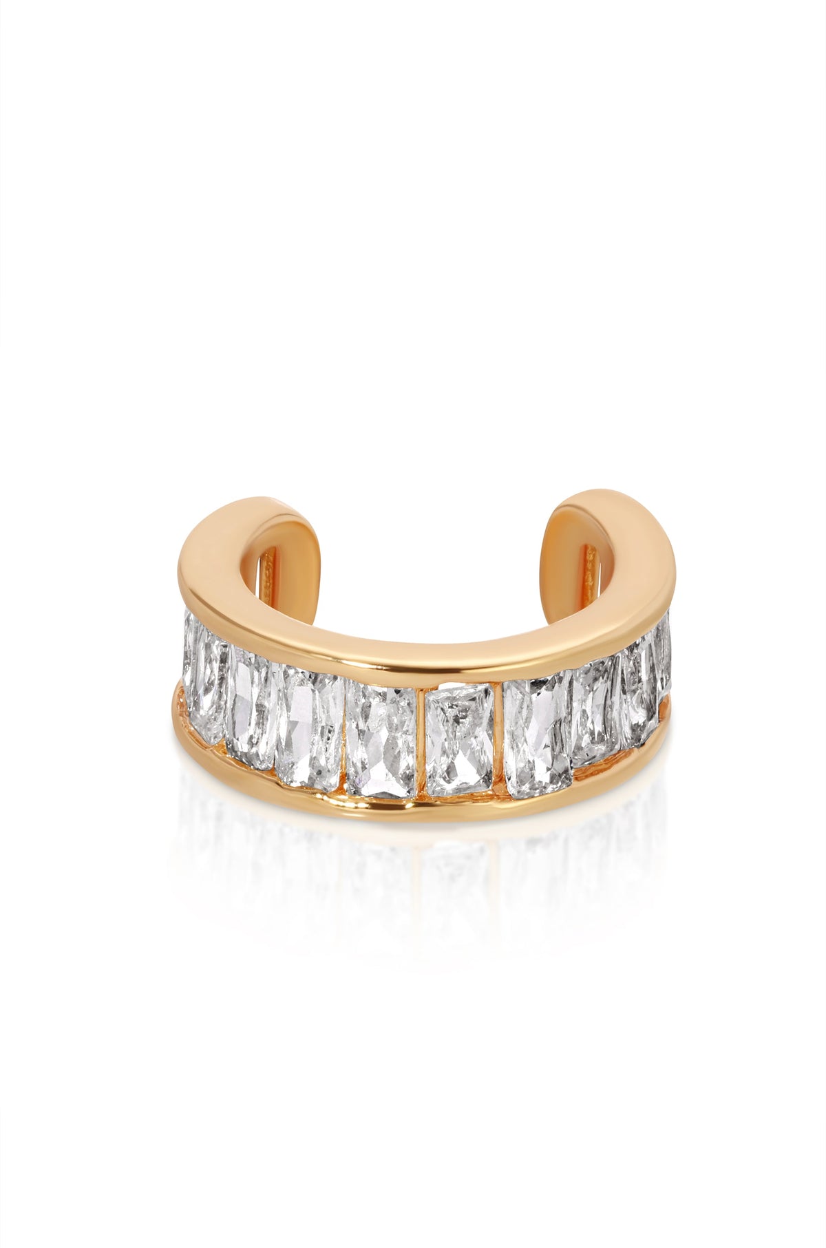     Lainey Clear Crystal Ear Cuff in 18K gold-plated brass