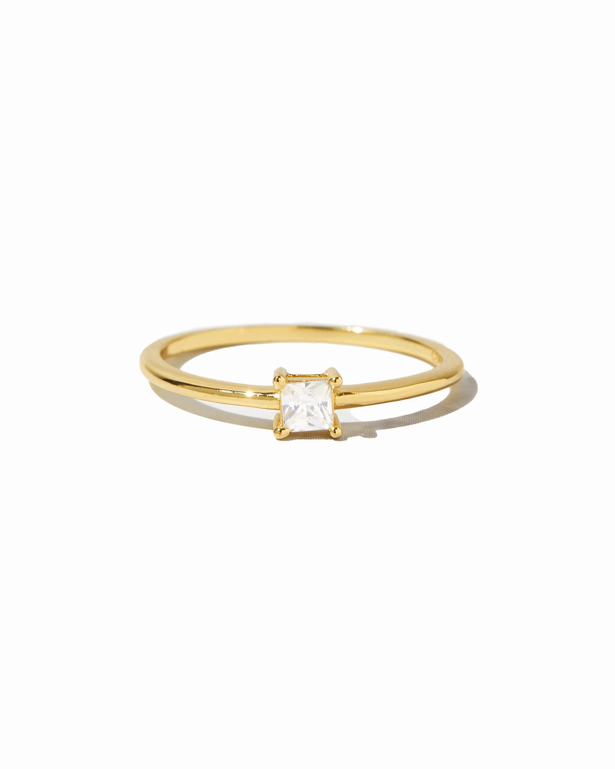  Campbell gold princess-cut cubic zirconia ring on a white background