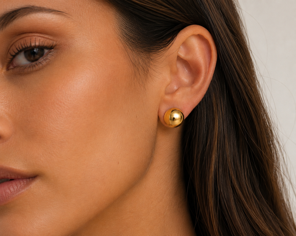 Model wearing Rami Dome Studs