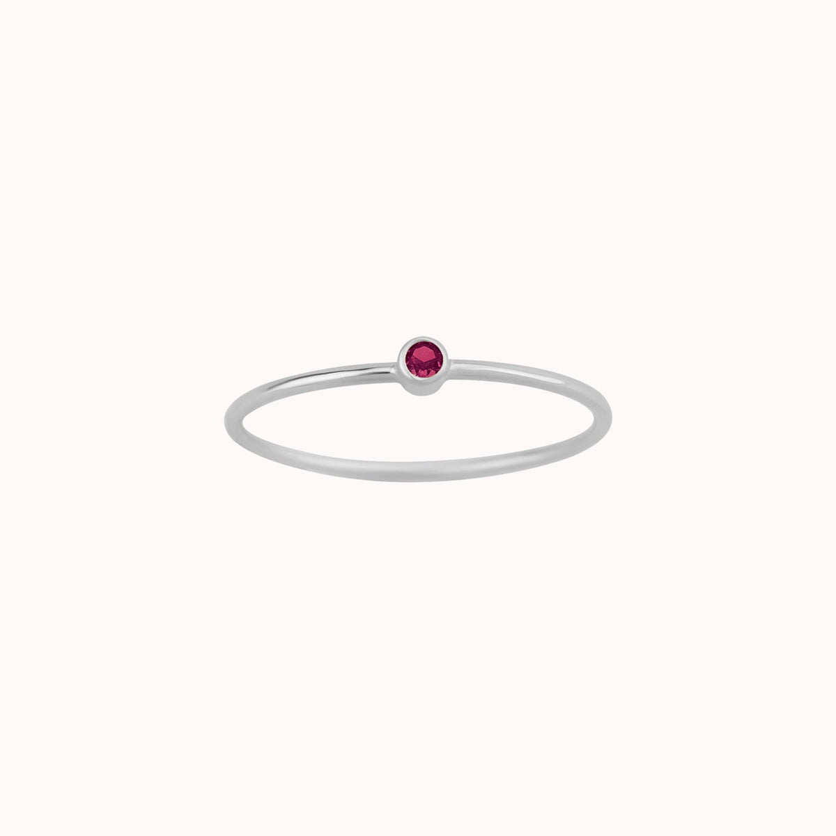     Riann Tiny Ruby Birthstone Ring in sterling silver with pink ruby