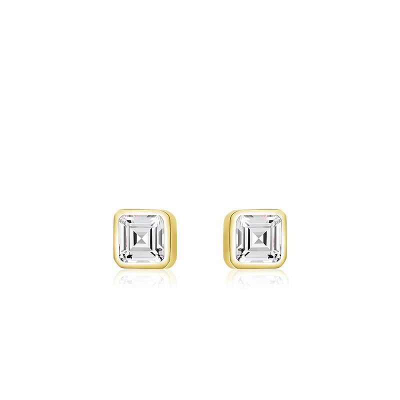    Pair of Taryn square cubic zirconia stud earrings in Gold