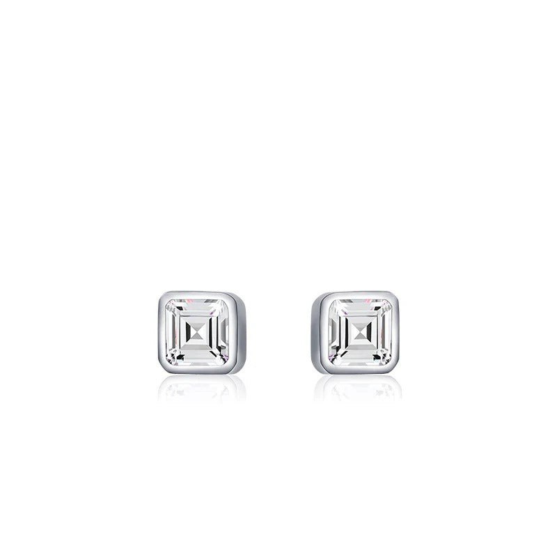     Pair of Taryn square cubic zirconia stud earrings in Silver